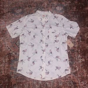Levi’s button up shirt with flamingos all over! Size L